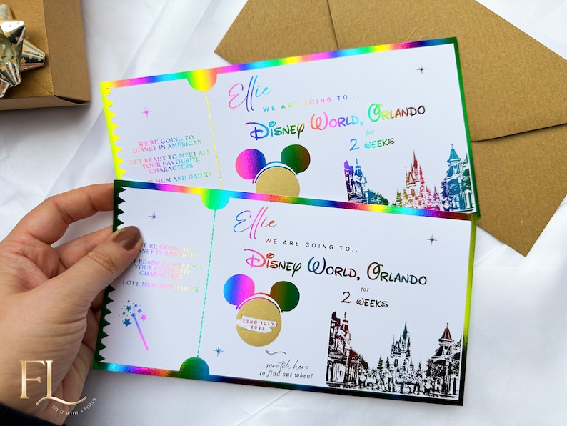 Disneyland Paris ticket, Scratch Card, Disney trip announcement, Scratch And Reveal, Disneyland Paris, Holiday Reveal, Birthday Trip Gift image 6
