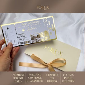 Amsterdam Urlaubsüberraschung enthüllen, Foliengefälschte Bordkarte, Golden Ticket, Überraschungswochenende, Reiseticket, Geburtstagsreisegeschenk, personalisiert