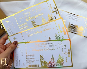 Fake Boarding Pass, Disney Trip, Disneyworld, Golden Ticket, Surprise Weekend, Travel Ticket, Birthday Trip Gift, Personalised Ticket