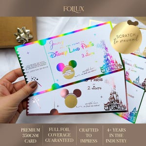 Biglietto personalizzato Disneyland, biglietto a sorpresa, regalo di compleanno Disneyland, carta d'imbarco, gratta e vinci, biglietto personalizzato