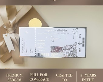 Any holiday surprise reveal foil boarding pass, Golden Ticket, Surprise Weekend, Travel Ticket, Special Event Trip Gift, Personalised Ticket