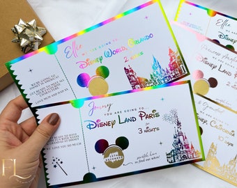 Disneyland Paris ticket, Scratch Card, Disney trip announcement, Scratch And Reveal, Disneyland Paris, Holiday Reveal, Birthday Trip Gift