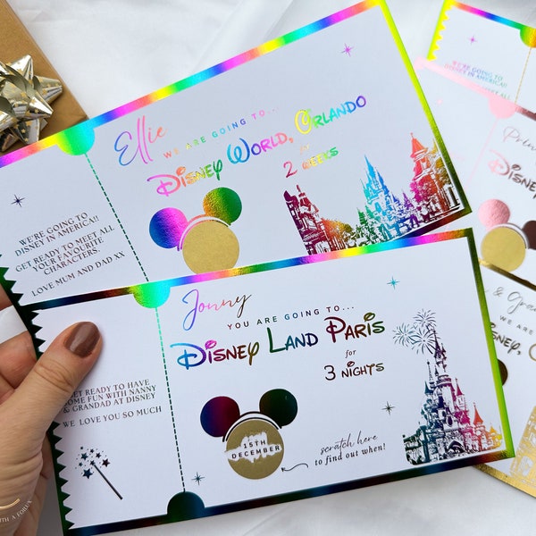 Disneyland Paris Ticket, Rubbelkarte, Disneyland Paris Karte, Scratch And Reveal, Disneyland Paris, Urlaub offenbaren, Geburtstagsgeschenk