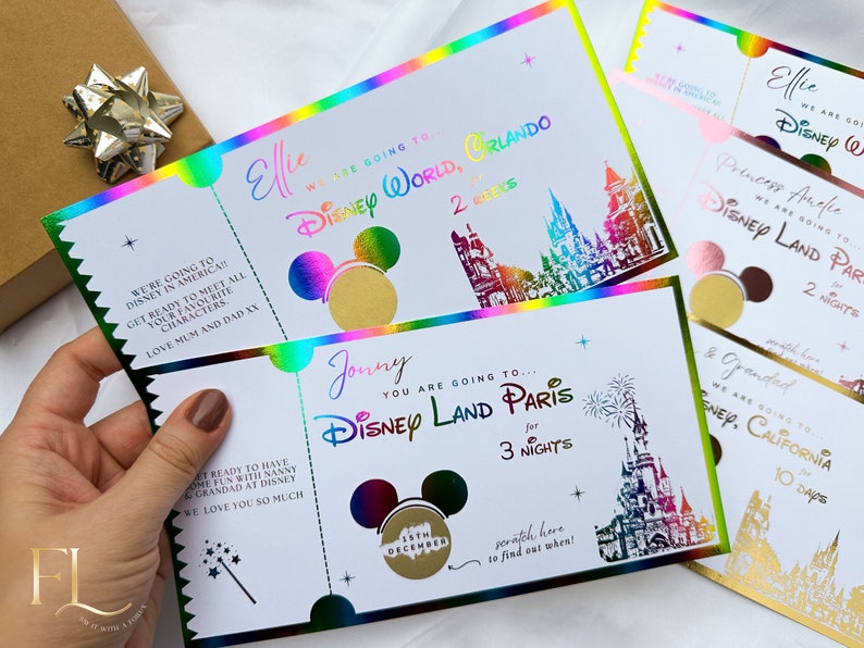 Disneyland Paris ticket, Scratch Card, Disney trip announcement, Scratch And Reveal, Disneyland Paris, Holiday Reveal, Birthday Trip Gift image 1