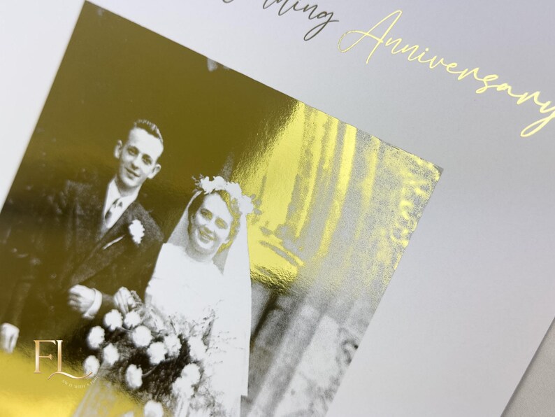 50th wedding anniversary, Golden Anniversary Print, Golden wedding anniversary gift, wedding gift, foiled portrait, 50 year, for couple image 4