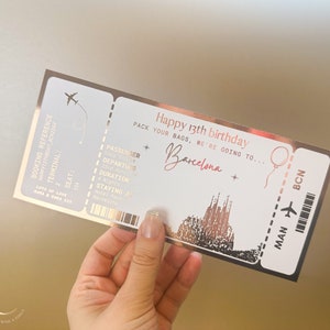 Any holiday surprise reveal foil boarding pass, Golden Ticket, Surprise Weekend, Travel Ticket, Special Event Trip Gift, Personalised Ticket image 4