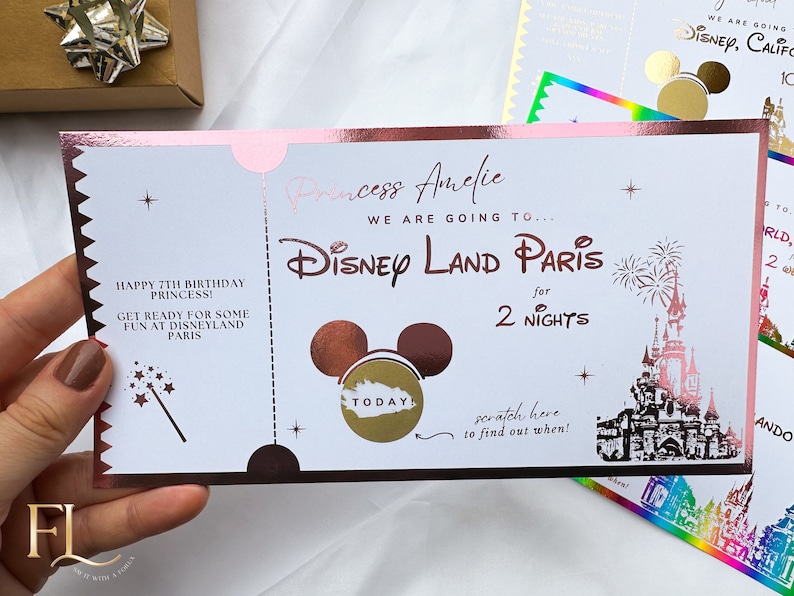 Disneyland Paris ticket, Scratch Card, Disney trip announcement, Scratch And Reveal, Disneyland Paris, Holiday Reveal, Birthday Trip Gift image 5