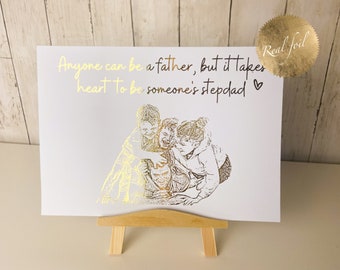 Father figure gift, Father in law gift, Personalised photo plaque,  Gold foil print, Gift for Dad, Rose gold foil print, Step dad gift