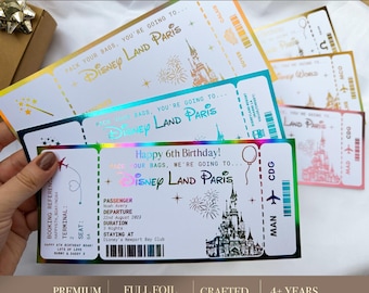Personalised Disneyland Paris Foil Boarding Pass: Surprise Trip Reveal