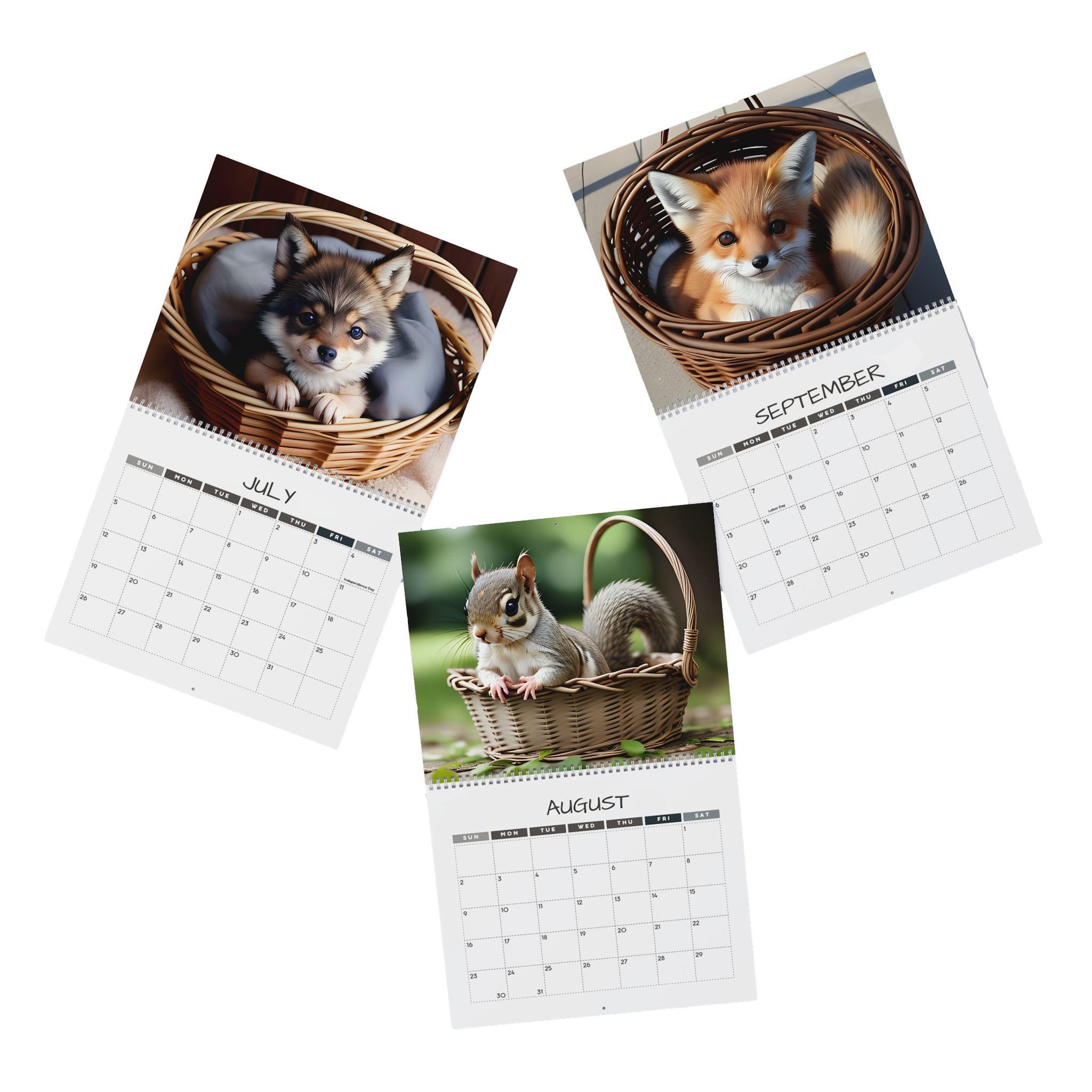 2026 Wild Baby Animals in Baskets 12 Month Calendar Animal Babies ...