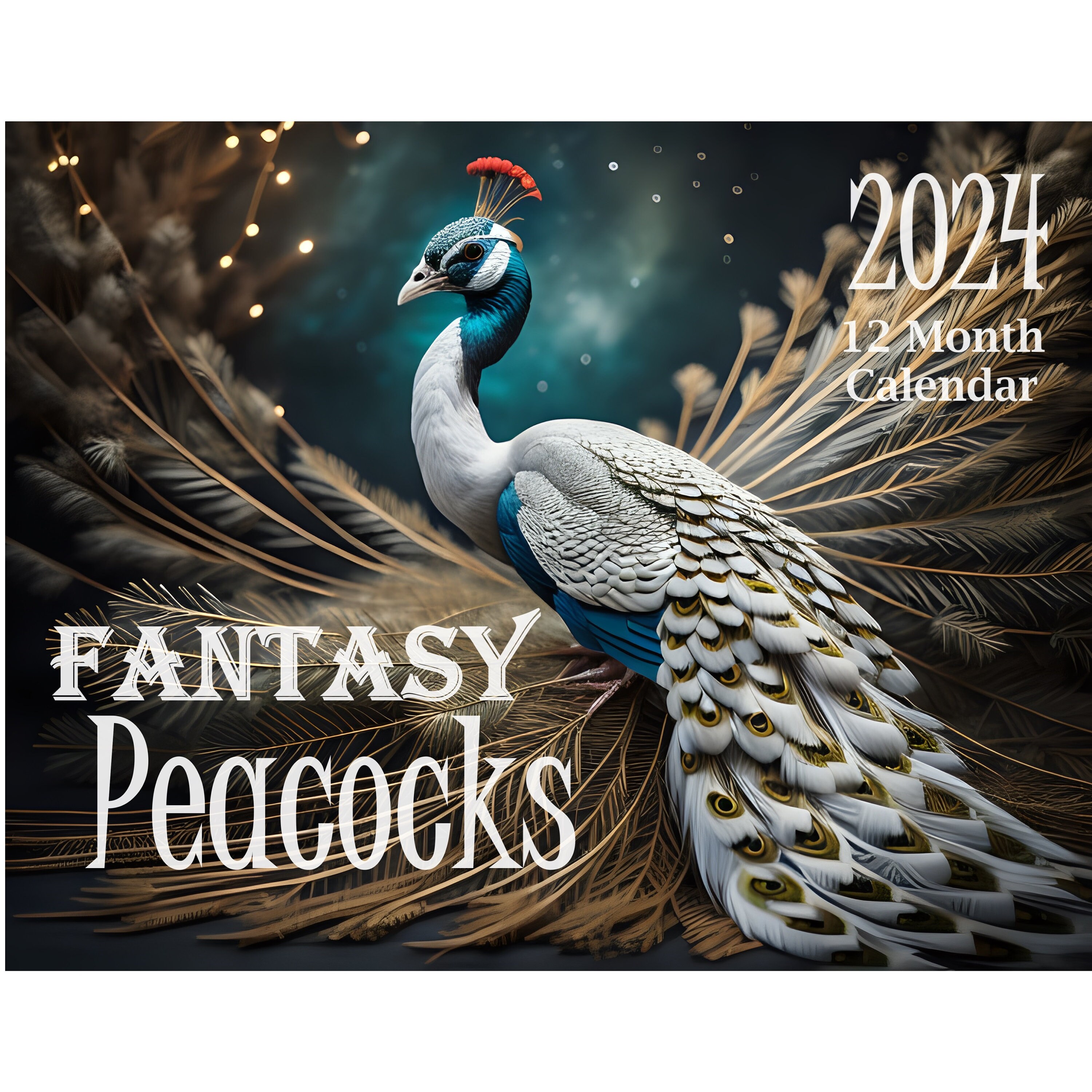 2024 Fantasy Peacocks 12 Month Calendar Beautiful Peacock Bird Lover