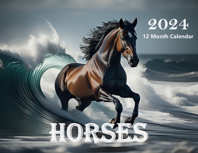 2024 Horses 12 Month Calendar Horse Lovers Monthly Wall Calendars Beautiful Artwork Farm Animals