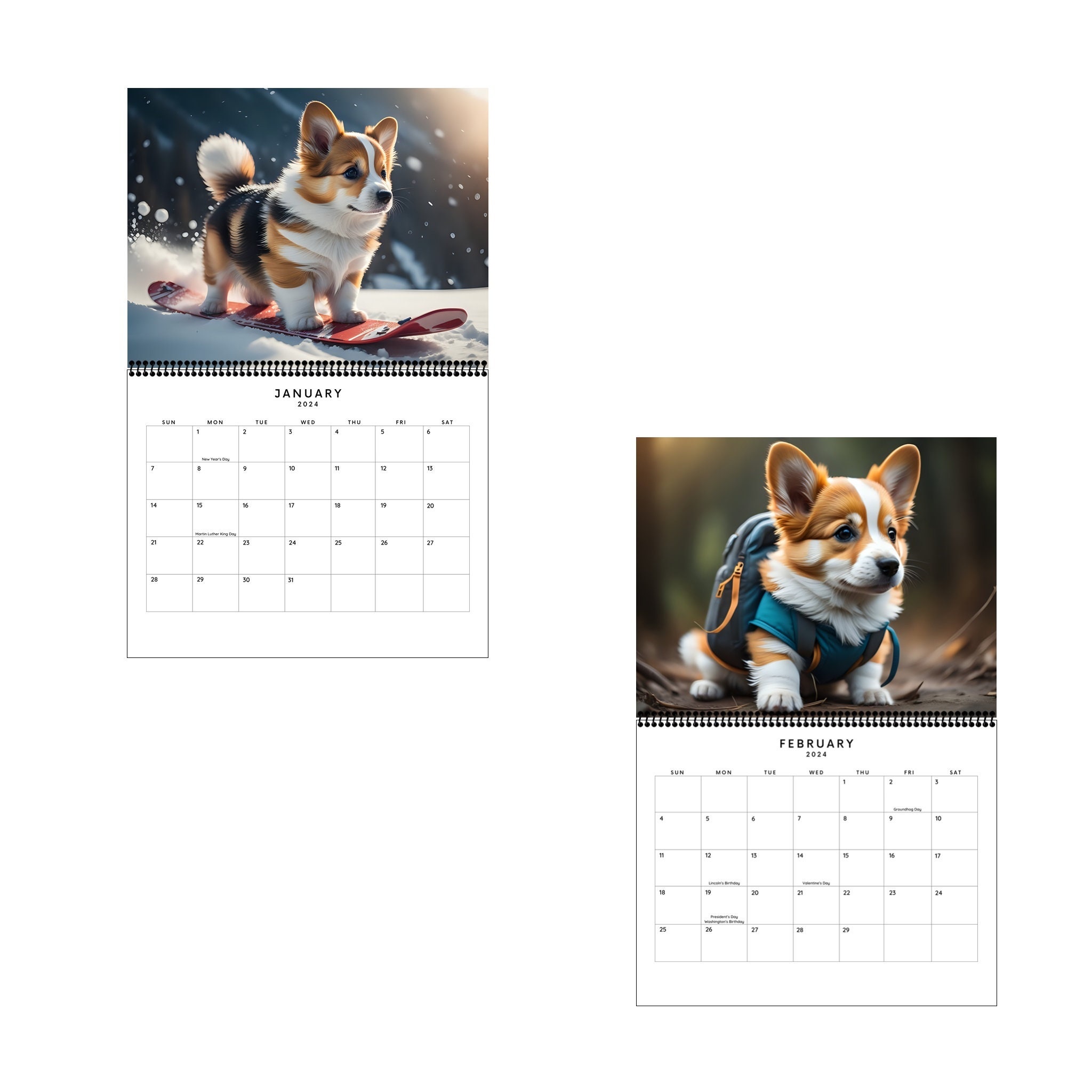 2024 Sporty Dog 12 Month Calendar Dogs and Puppies Monthly