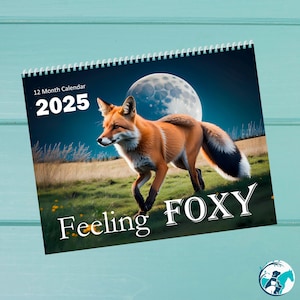 Calendario 2025 Feeling Foxy 12 mesi - Calendari mensili da parete della famiglia Fox - Bellissime opere d'arte Volpi Kit per bambini Cuccioli Animali - Amanti degli animali