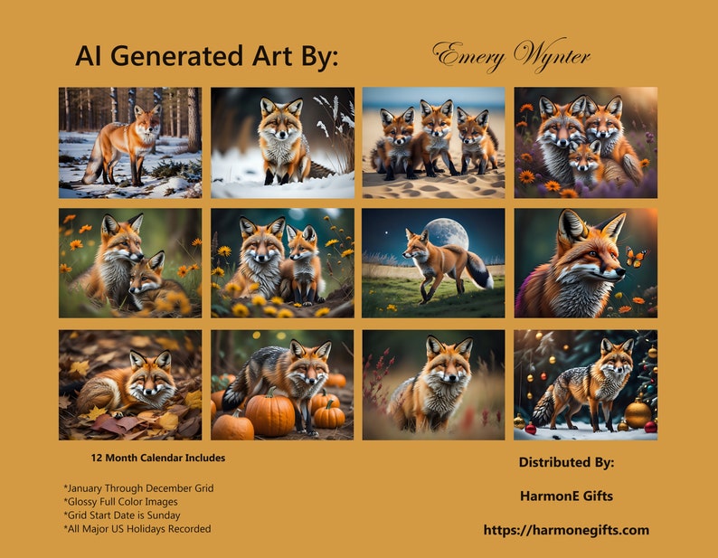 2024 Feeling Foxy 12 Month Calendar Fox Family Monthly Wall Calendars