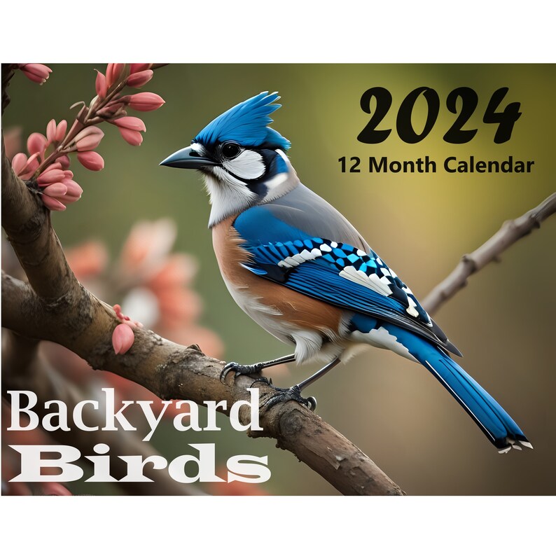 2024 Backyard Birds 12 Month Calendar Bird Watcher Monthly Wall Calendars Bluejay, Cardinal