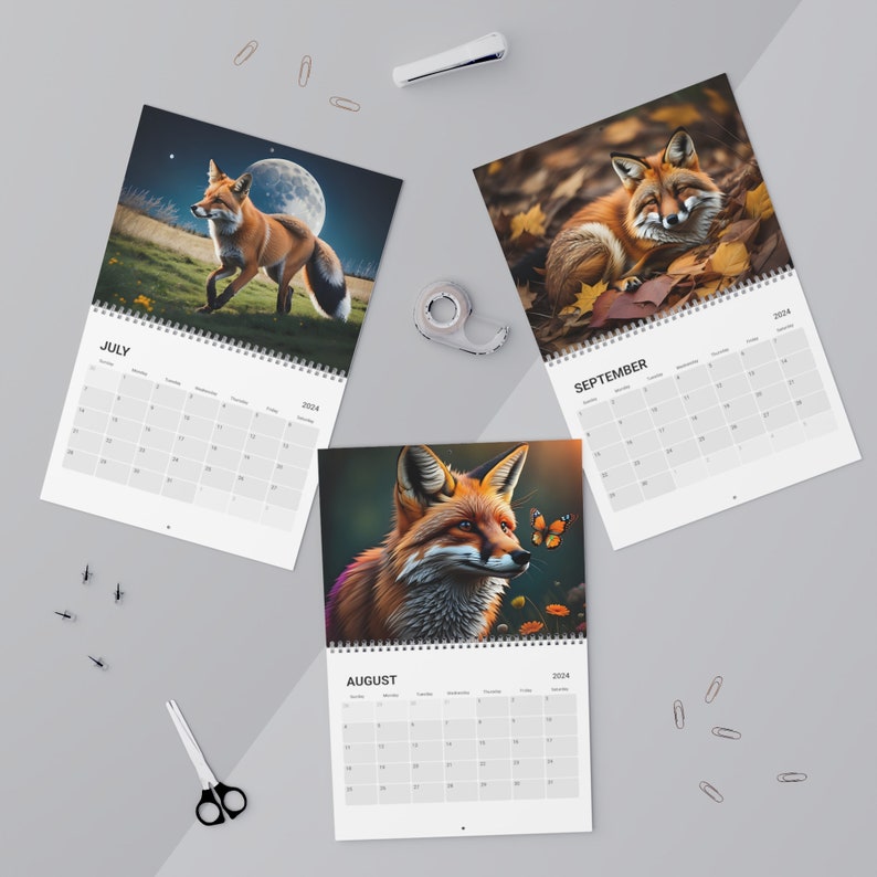 2024 Feeling Foxy 12 Month Calendar Fox Family Monthly Wall Calendars