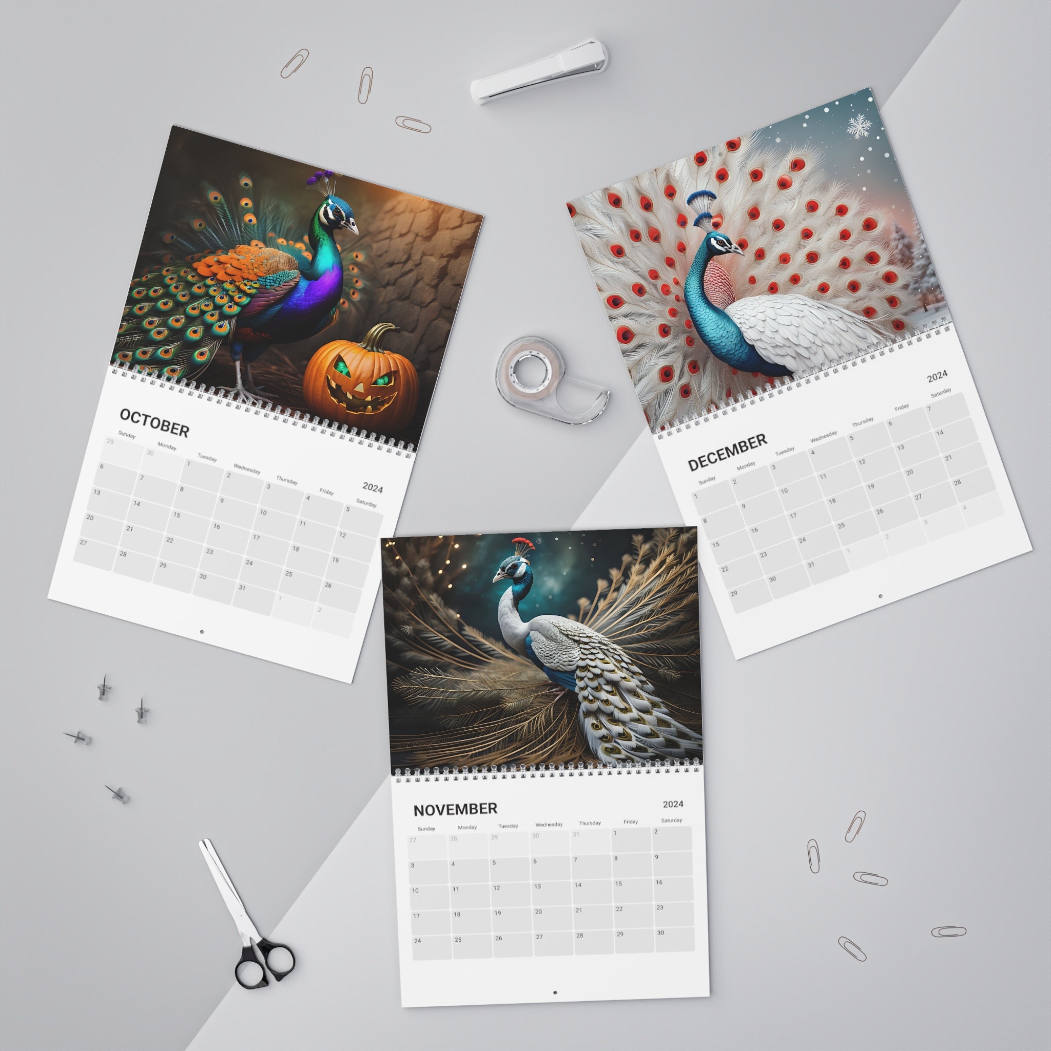 2024 Fantasy Peacocks 12 Month Calendar Beautiful Peacock Bird Lover