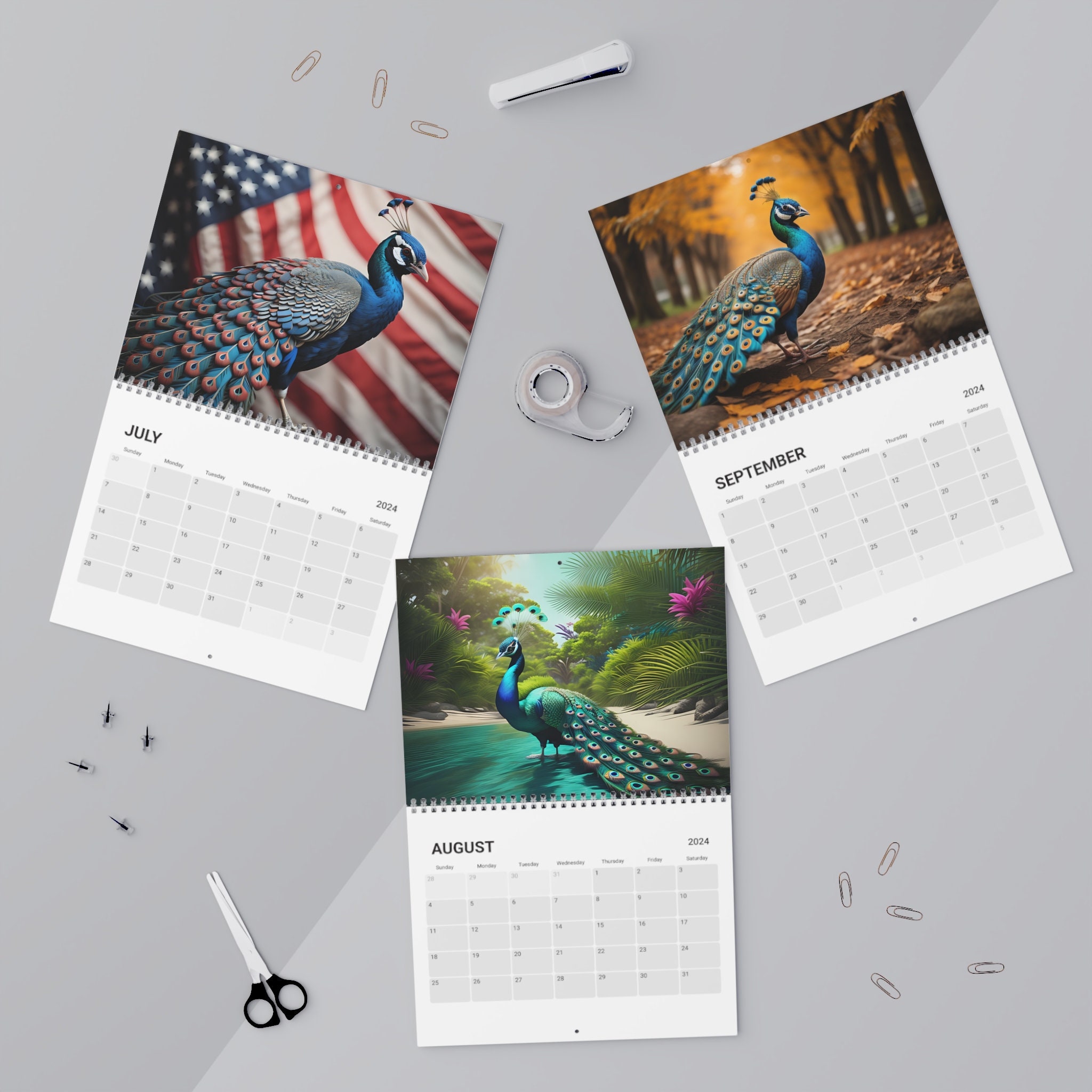 2024 Fantasy Peacocks 12 Month Calendar Beautiful Peacock Bird Lover