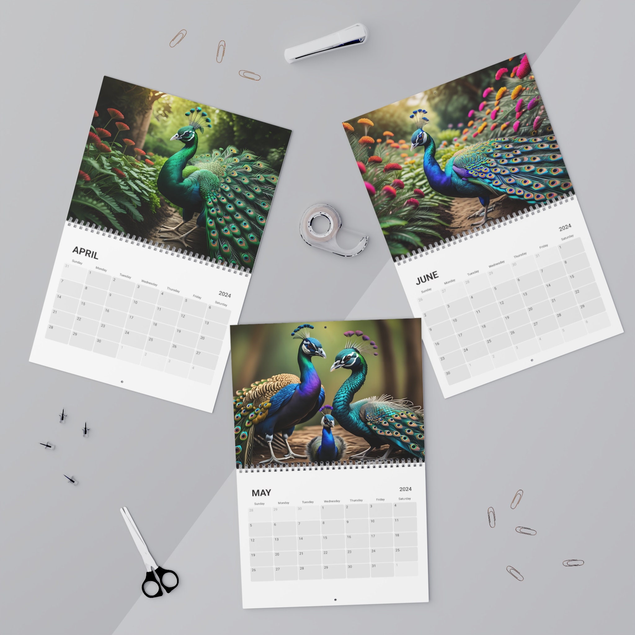 2024 Fantasy Peacocks 12 Month Calendar Beautiful Peacock Bird Lover