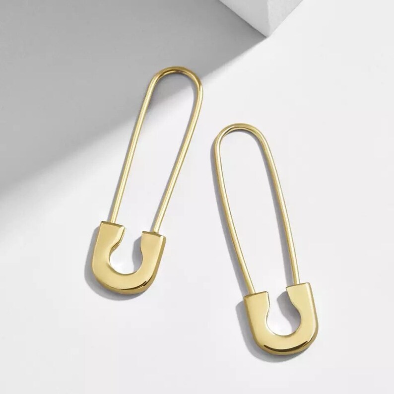 Safety Pin Earrings Gold Safety Pin Earrings Drop Earrings Etsy
