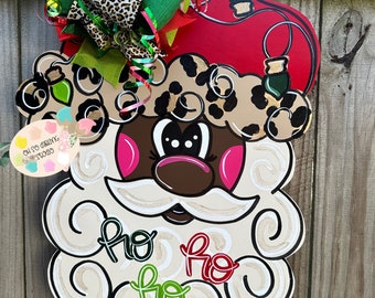 Hand Painted Santa Door Hanger/Attachment: Christmas Decor