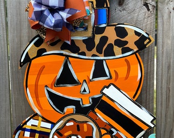 Door Hanger, Halloween Door Hanger, Jack o Lantern Door Hanger, Cute Halloween Door Hanger, Fall Door Hanger