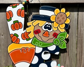 Door Hanger, Attachment, Scarecrow Door Hanger, Fall Door Hanger, Autumn Door Hanger, Candy Corn Door Hanger