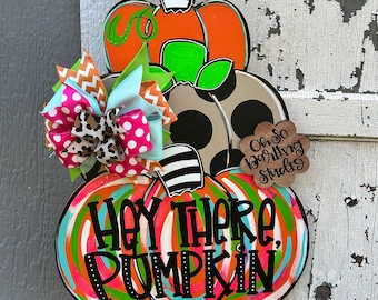 DOOR HANGER, Pumpkin Door Hanger, Fall Door Hanger, Colorful Pumpkin Door Hanger, Stacked Pumpkin Door Hanger