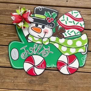 Snowman Truck Door Hanger: Christmas Tree Cake Wreath Attachment