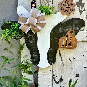 Door Hanger, Wreath Attachment, Spring Door Hanger, Cow Door Hanger, Spring, Summer, Cow, Summer Door Hanger, Farm Animal, Farmhouse