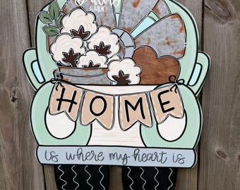Hand Painted Truck Door Hanger Sign, Home is where the Heart is