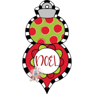 クリスマスオーナメントドアハンガーテンプレート：Noel Design（PDF、JPEG、PNG）