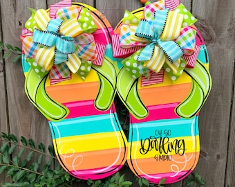 Flip Flop Summer Door Hanger: Hand-Painted Flip Flop Sign