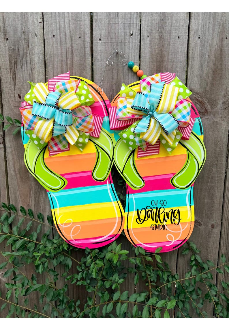 Flip Flop Summer Door Hanger: Hand-painted Flip Flop Sign - Etsy