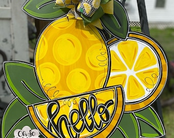 Lemon Summer Door Hanger: Hand-Painted Hello Sign