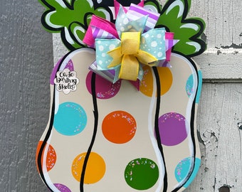 Colorful Pumpkin Door Hanger/Attachment: Hand-Painted Fall Decor