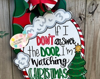 Christmas Movies Door Hanger: Hand-Painted Holiday Decor