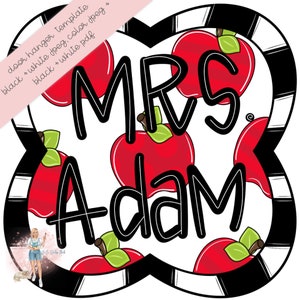 Teacher Door Hanger Template: Apple Design (Digital Download)
