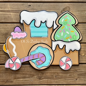 Gingerbread Train Door Hanger: Pastel Christmas Wreath Attachment