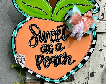 Peach Door Hanger/Attachment: Hand-Painted Summer Wreath Attachment
