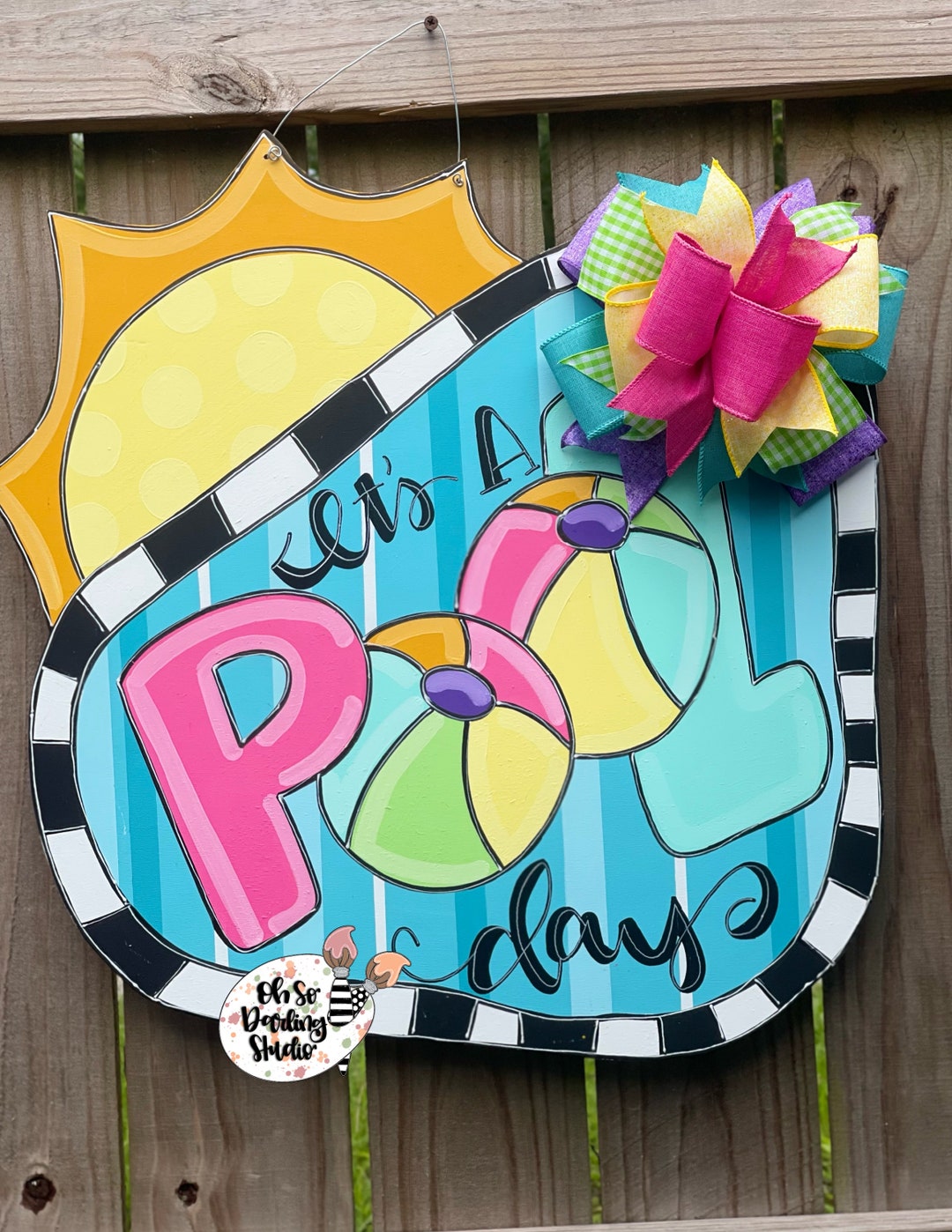 Door Hanger Summer Door Hanger Pool Door Hanger Summer Pool Etsy