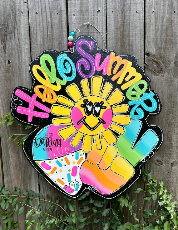 Hand Painted Summer Snow Cone Door Hanger: Colorful Decor