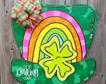 Hand Painted St. Patty's Hat Door Hanger/Attachment: St. Patrick's Day Wreath Attachment
