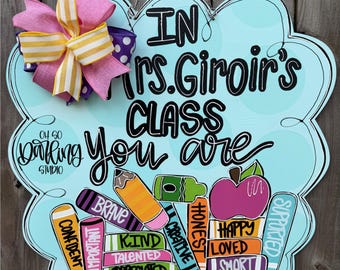 Teacher Door Hanger, Personalized, Books, Words of Encouragement