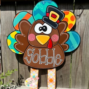 Door Hanger, Turkey Door Hanger, Ribbon Leg Turkey Door Hanger, Fall Door Hanger, Thanksgiving Door Hanger, Festive Door Hanger