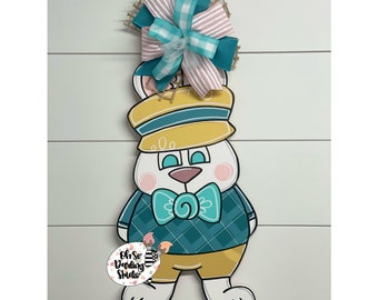 Boy Bunny Easter Door Hanger/Attachment: Hand-Painted Wreath Attachment
