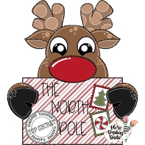 PLANTILLA / Plantilla para colgar en la puerta / Plantilla navideña / Carta a Papá Noel / Reno / Rodolfo