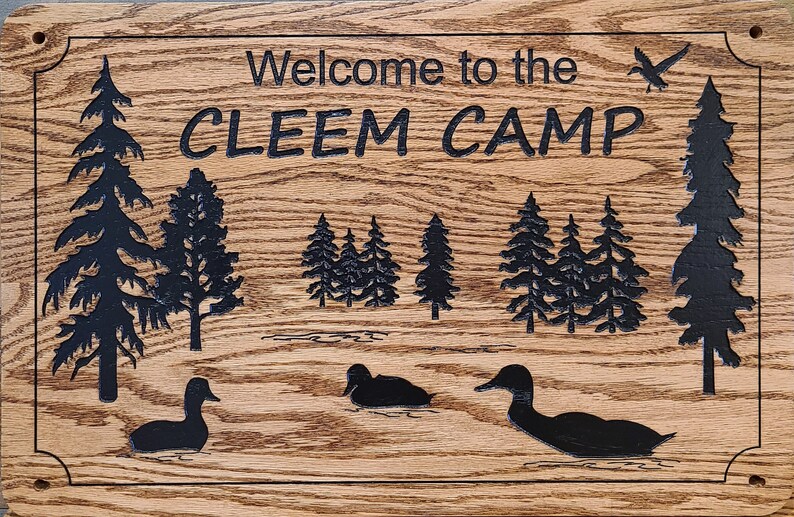 Ducks and Trees Family Cabin Signs, Welcome or Lake Home Signs, Personalized Wood Carving, House Sign, Outdoor Grade image 2