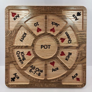 Limited Edition Solid Red Oak 6-7-8 Tripoli, Michigan Rummy or Rummoli Board – Fast Free Domestic Shipping